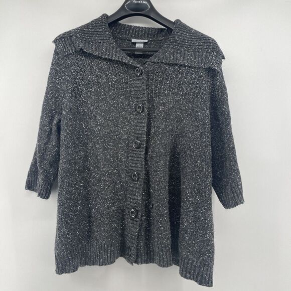 Catherines Sweater Women's 2X‎ Sparkle Fairy Boho Whimsical Soft Button Up Grey - Picture 1 of 10